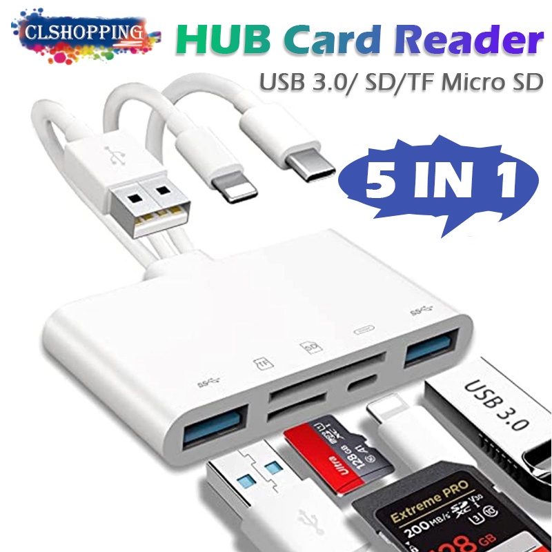 5in1 Memory Card Reader for iPhone/iPad air/PC USB OTG Adapter & SD