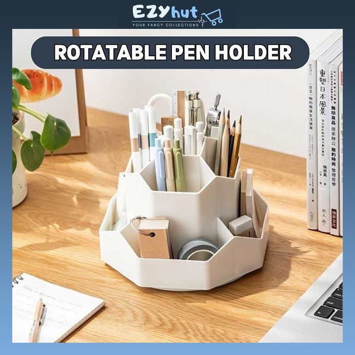 360° Rotatable Pen Holder Office Desk Organizer Stationery Storage ...