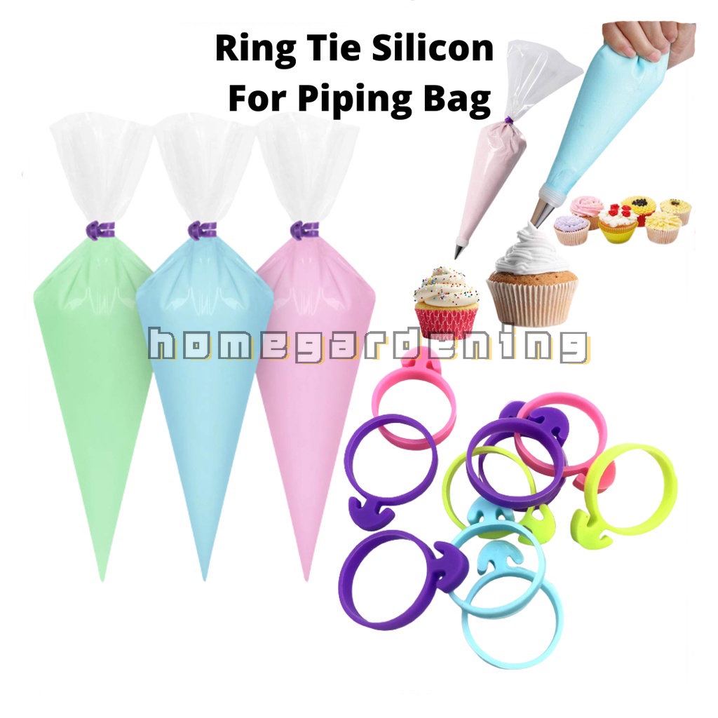 10pcs/set Silicone Icing Bag Ties Fixed Rings DIY Reusable Piping