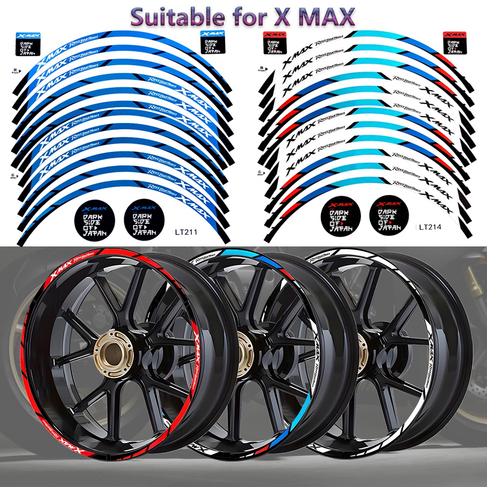 Reflective Motorcycle Wheel Sticker Hub Decals Rim Stripe Tape For ...