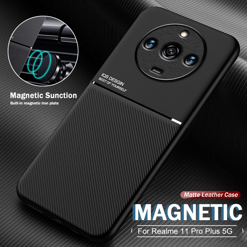 Realme11 Realmi 11 Pro+ 5G Case Car Magnetic Holder Leather Back Cover ...