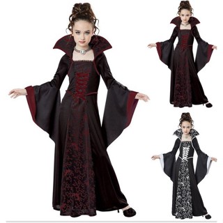 Halloween Witch & Vampire Costume Masquerade Queen Costume Vintage European  Palace Dress Drama Costume