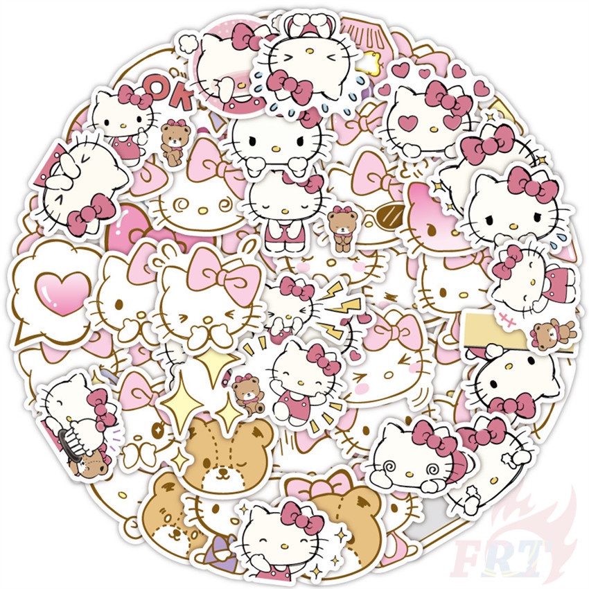 60Pcs/Set Pink Hello Kitty Series 01 Stickers DIY Fashion Doodle Decals ...