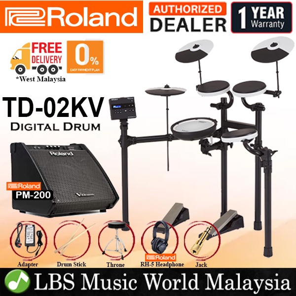 Roland TD-02KV V-Drums Electronic Digital V Drum Set Package (TD02KV ...