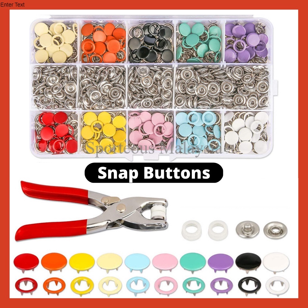 1set Crafts Metal Snap Button Kit Snap On Buttons With Snap Fastener Tool  For Sewing Clothing Leather Crafting 10 Assorted Colors 9.5mm 0.37 Inch，200p