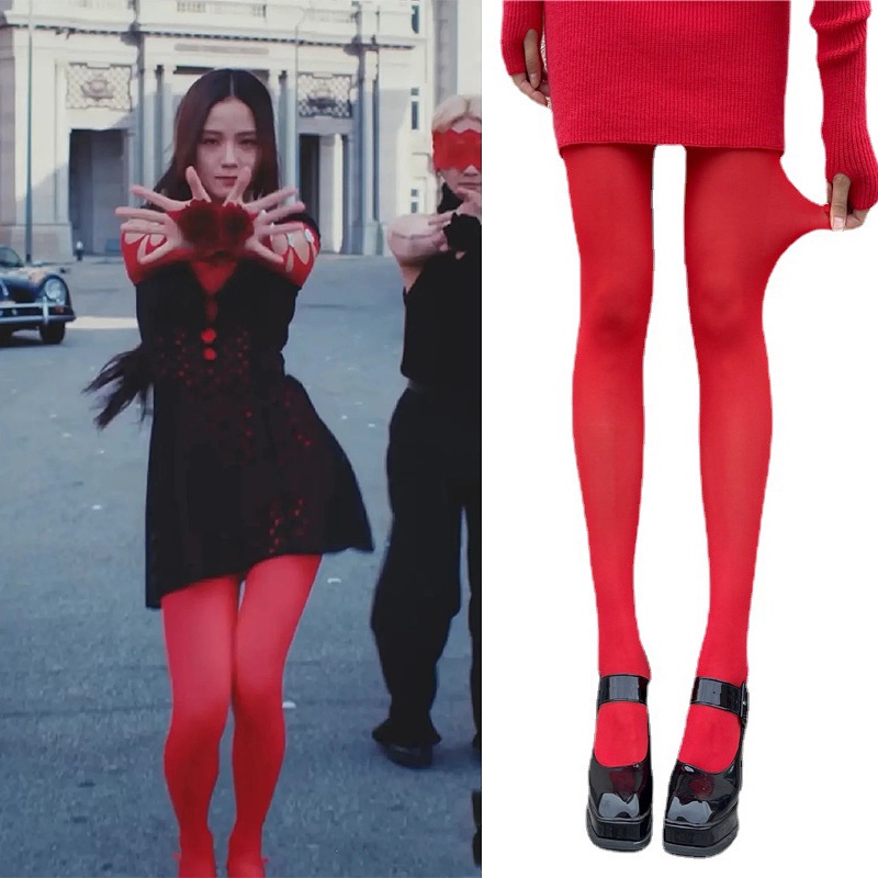 XJ- BLACKPINK Jisoo Solo Sexy Tights 120D/50D Pantyhose Red Velvet