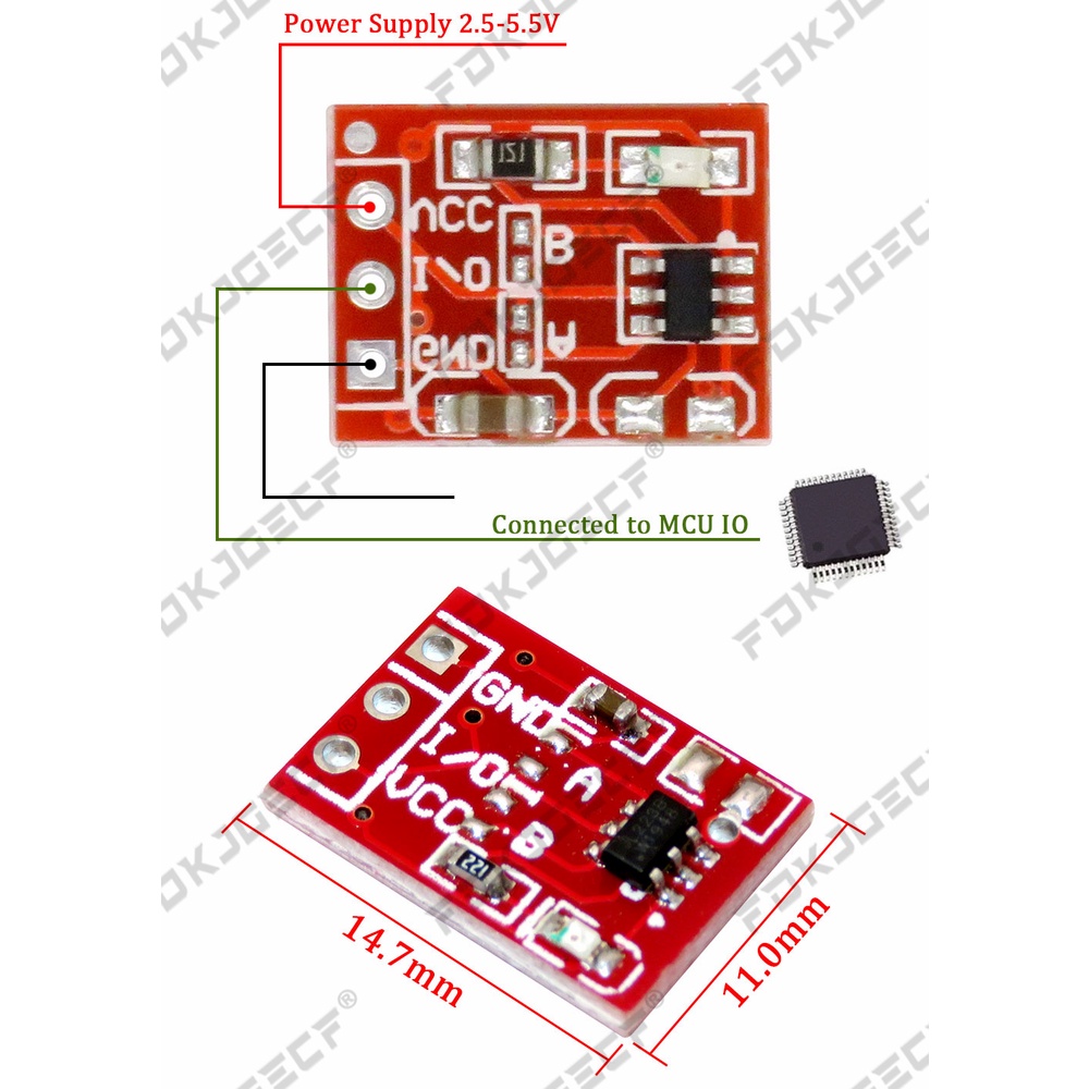 Modulo Sensore Tattile Capacitivo TTP223 - Pulsante Digitale 2-5.5V Per Progetti Elettronici