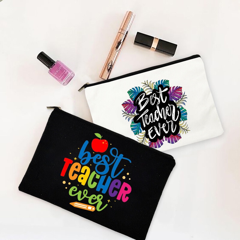 Best teacher ever pencil bags woman women toiletries storage pouches