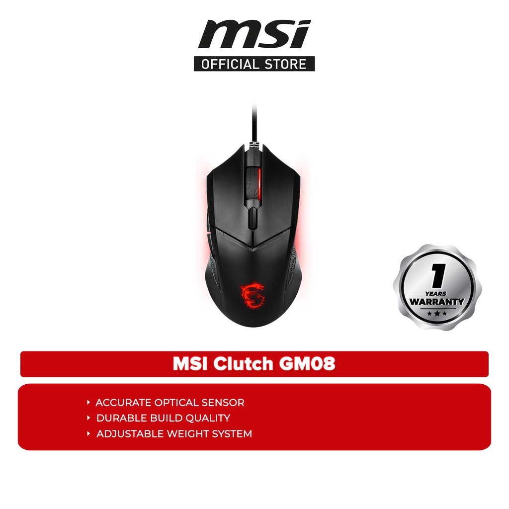 MSI Clutch GM08 Gaming Mouse Shopee Malaysia