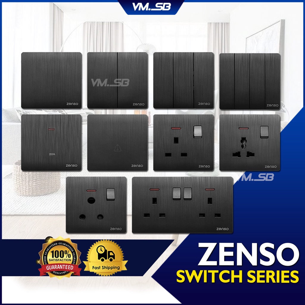 Zenso Grande Socket and Wall Switch Slim Modern Switches Design 13A 15A ...