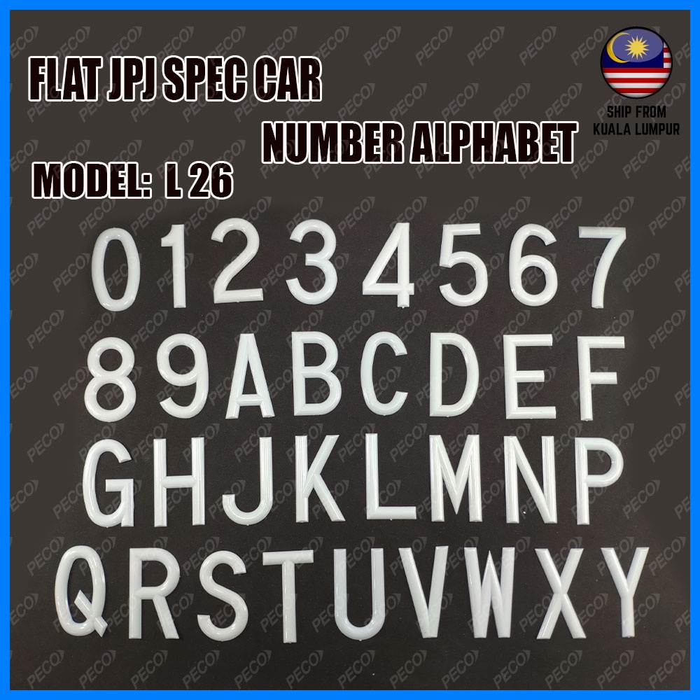 Flat JPJ Spec Car Number Alphabet L26 Nombor Plate Kereta Standard JPJ