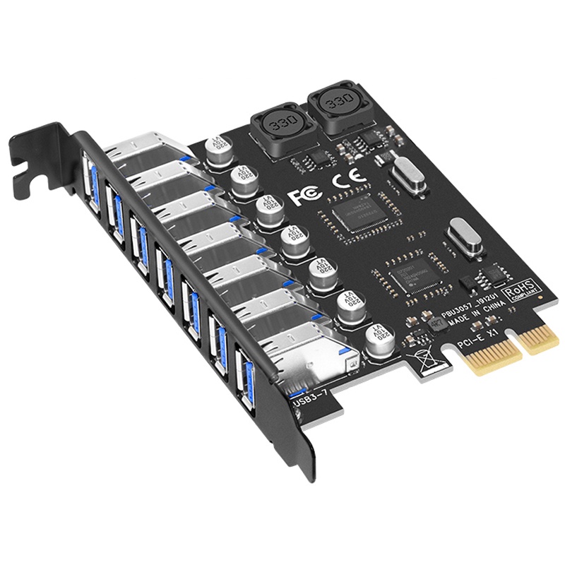 USB 3.0 PCI-E Expansion Card Adapter 7 Ports USB 3.0 Hub Adapter ...