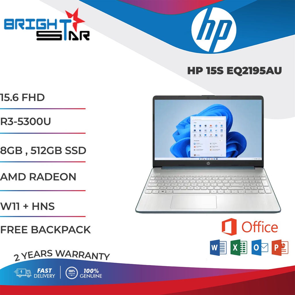 Laptop Hp 15s Eq2195au 156 Fhd R3 5300u 8gb 512gb Nvme Ssd Amd Radeon W11 Hns 2 3613