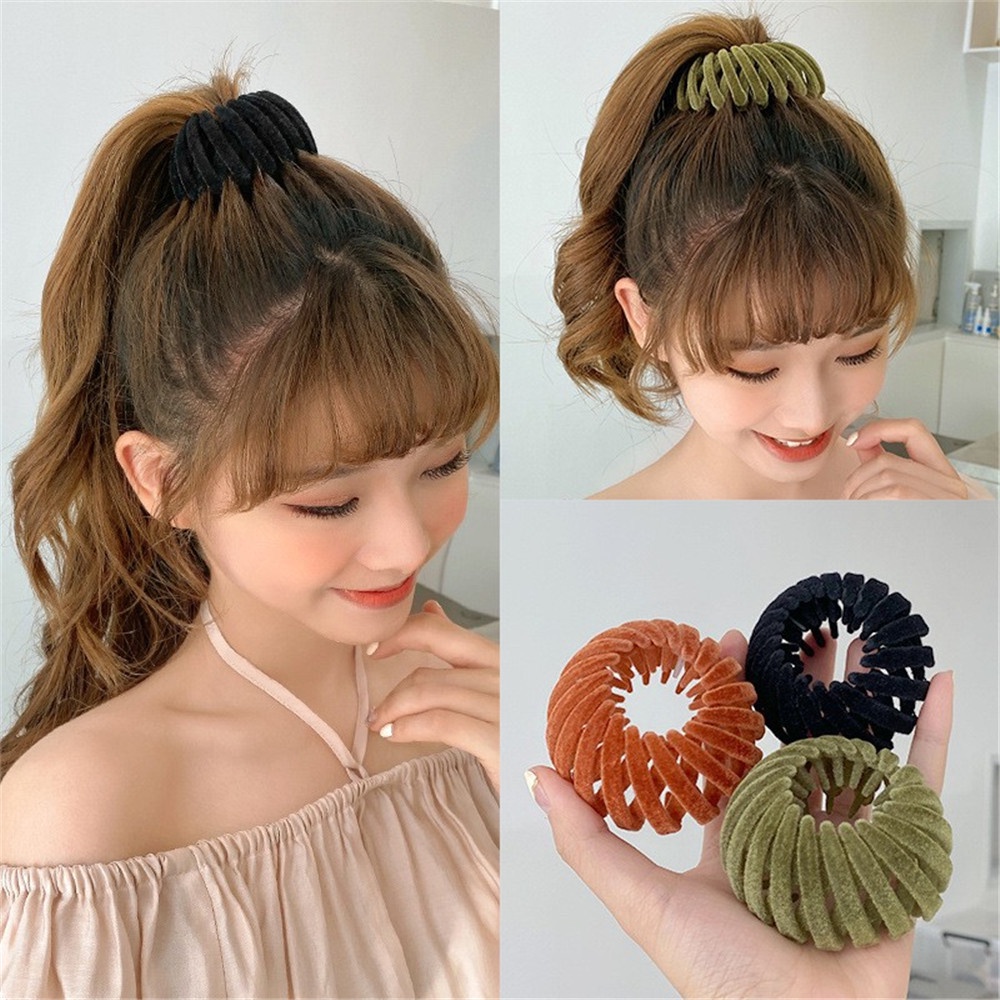 Disk Hair Bird Nest Bun Maker Ponytail Buckle Velvet Hair Claw Women