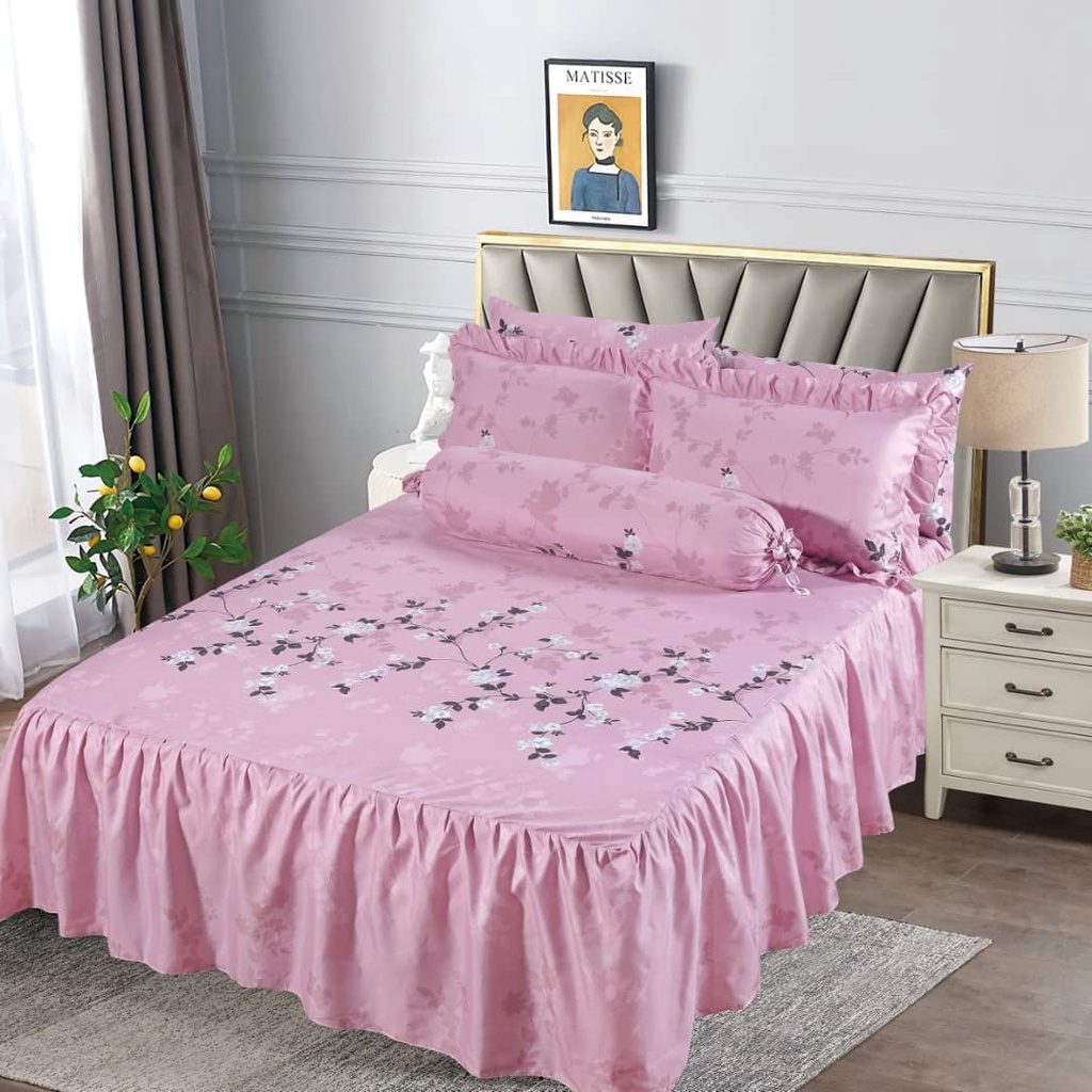 6in1 Cadar Ropol Queen Size Bedsheet Pattern Design Bedsheet Skirt ...