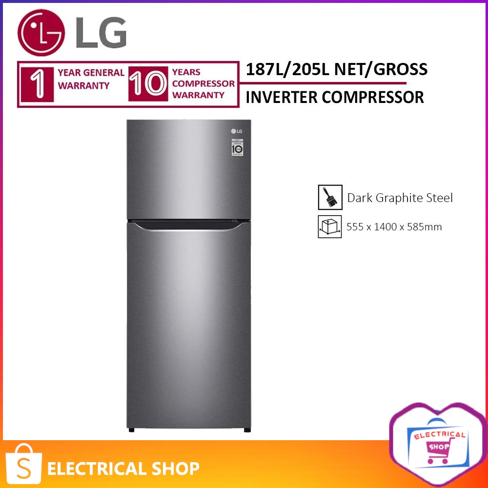 LG Fridge 2 doors Inverter 205L Refrigerator GNB202SQBB Shopee Malaysia
