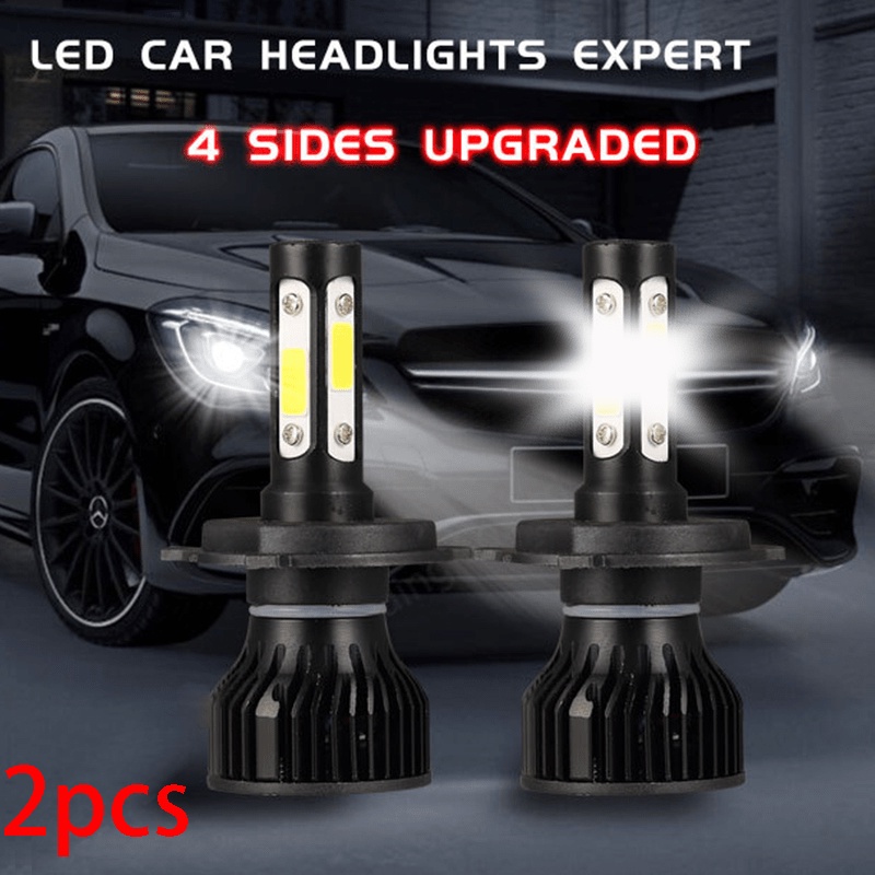 2pcs New 4 Sides H4 H7 Car LED Headlights H8 H11 9005 HB3 9006 HB4 H13