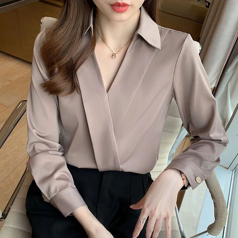 Top Latest Design Fashion Ladies Evening Satin Blouse Wear Women