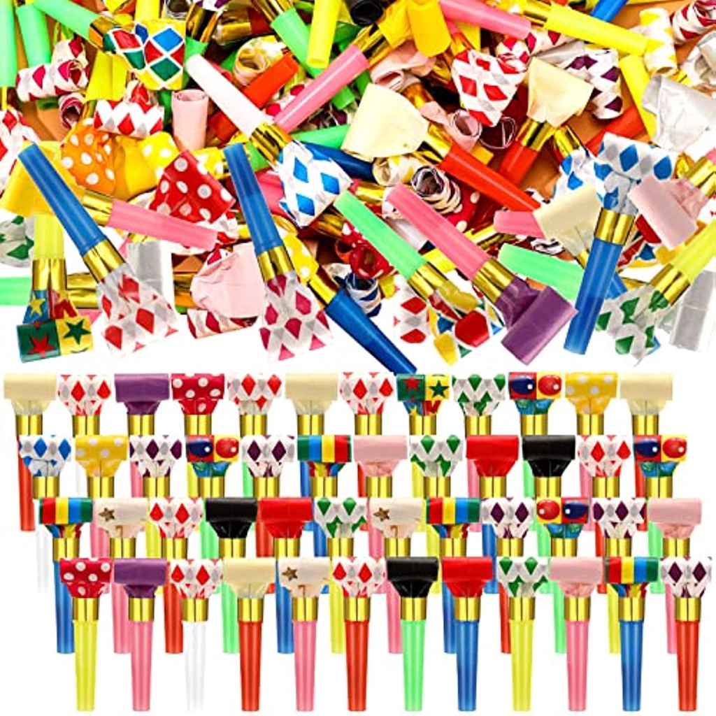 100 Pcs Party Blower, Colorful Birthday Noisemakers Birthday Blow Horns Party Horns Party
