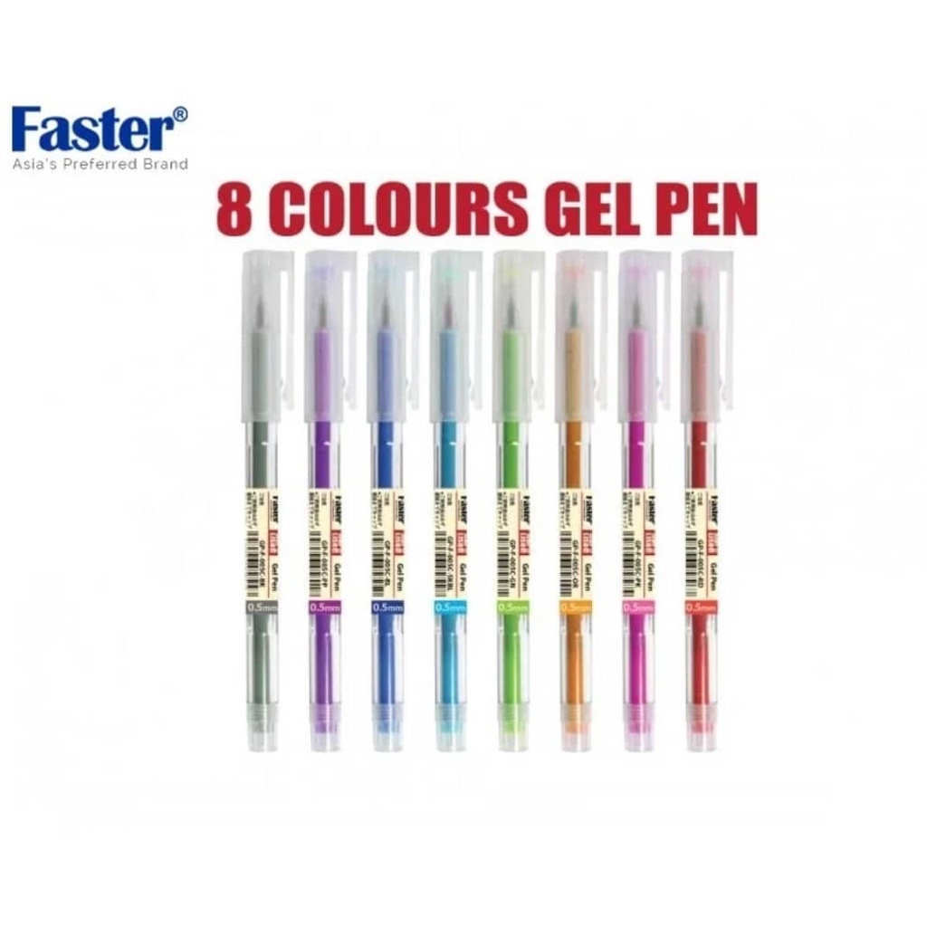 Faster Simpliso Colour Gel Pen GP-F-005C MIX COLOUR 0.5mm 8PCS/BOX ...