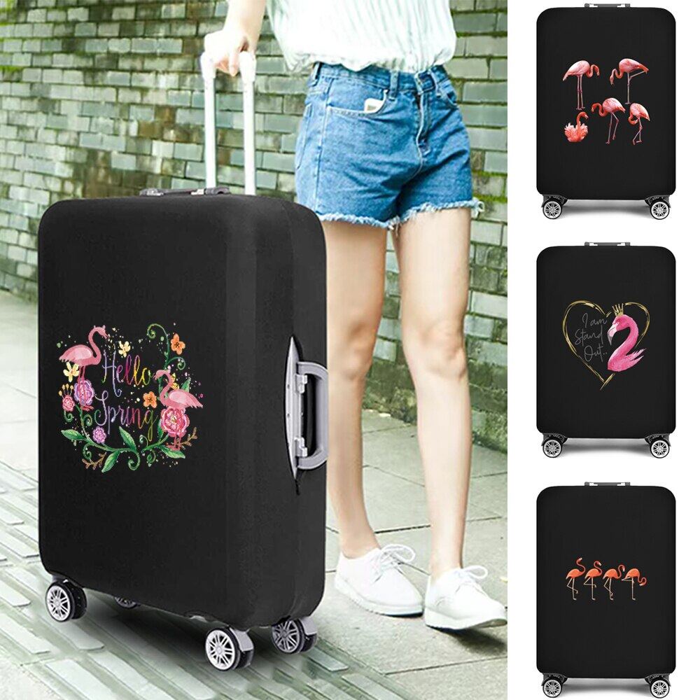 Travel Suitcase Protective Covers Elastic Luggage Dust Cover Flamingo