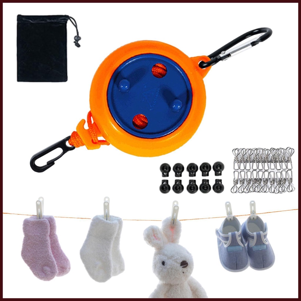 Retractable Clothesline 10m/32.8ft Travel Laundry Line Portable Laundry