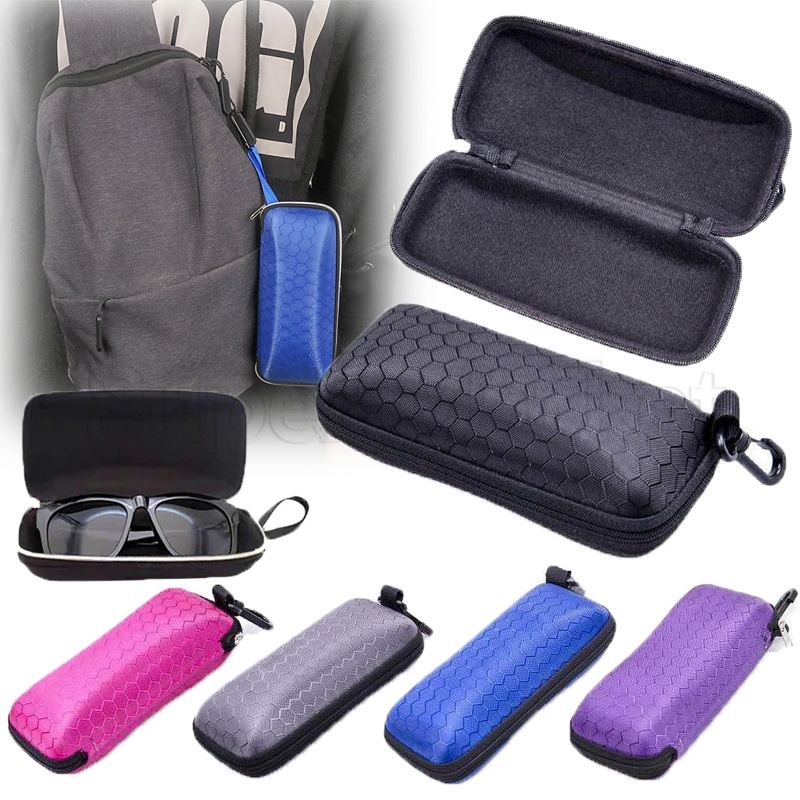 Lanyard Zip Case Portable Crush Resistant Glasses Case Honeycomb Shaped ...