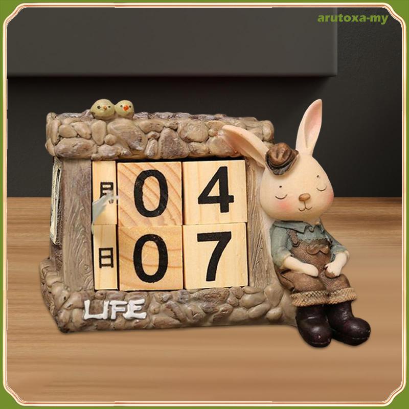 [ArutoxaMY] Wooden Calendar Month Date Blocks ,Rabbit Shape Desk