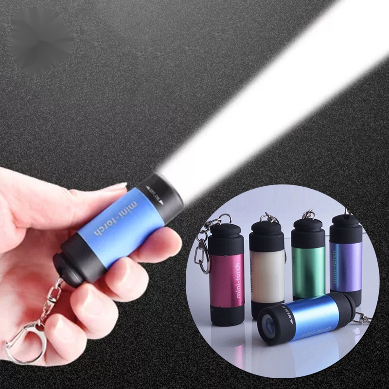 Mini Keychain Pocket Torch USB Rechargeable LED Light Flashlight Lamp ...