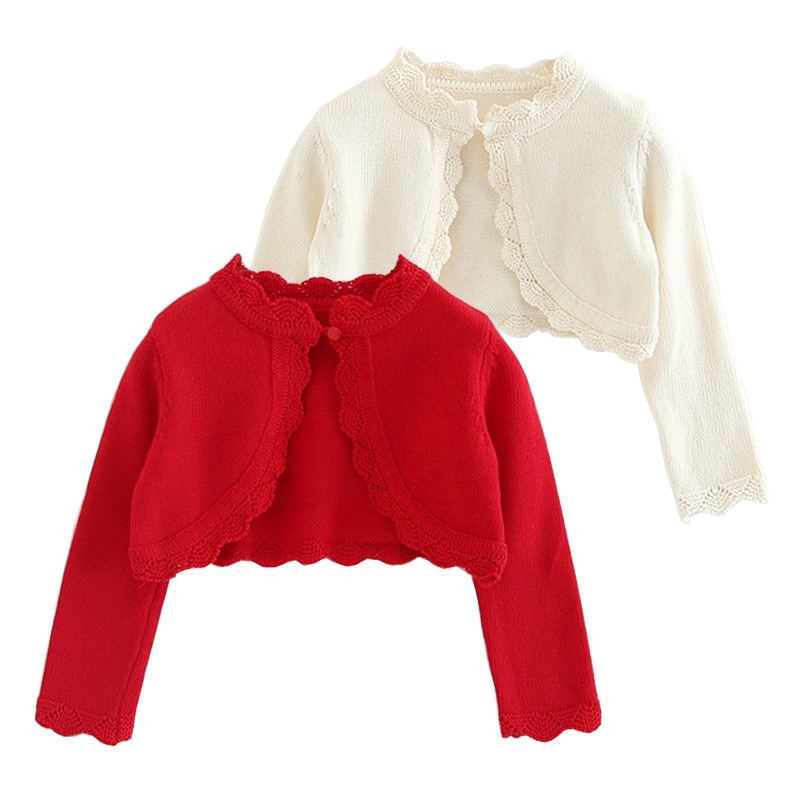 [110 Years] Half Cardigan Kids Girl Outwear One Button Long Sleeve
