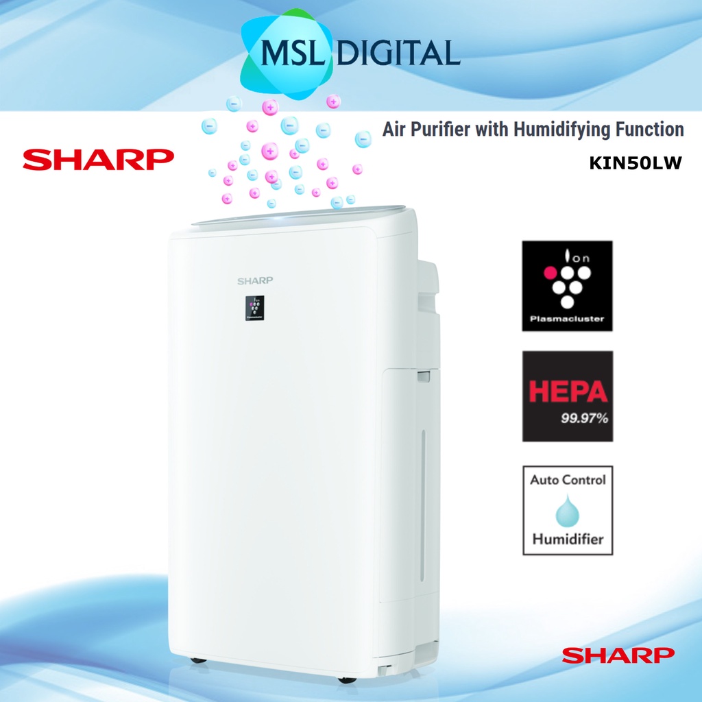 Sharp Air Purifier KIN50LW 38 sqm Humidifying | Reduces bacteria ...