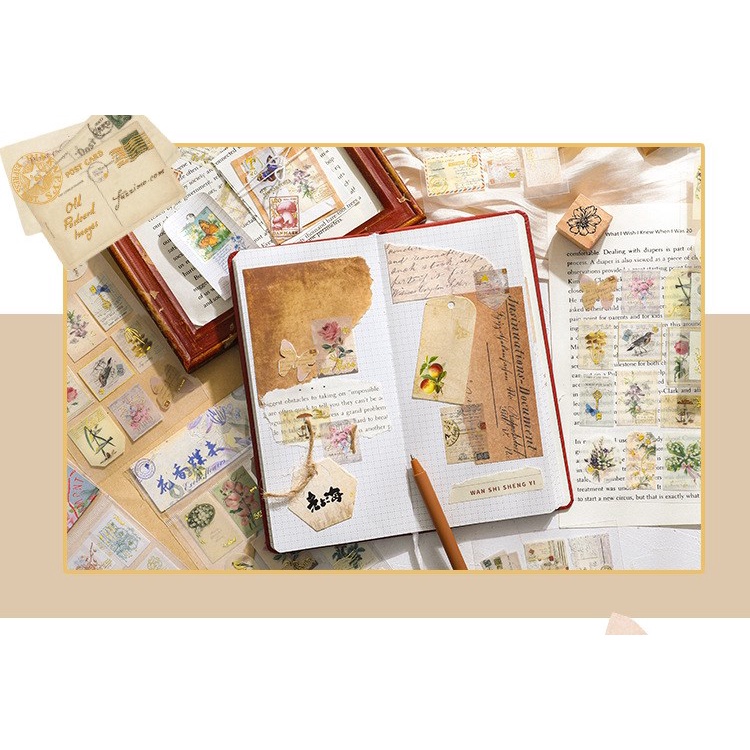 2 Pcs Post Stamp Stickers Vintage Postage Stamps Adhesive Paper Sticker ...