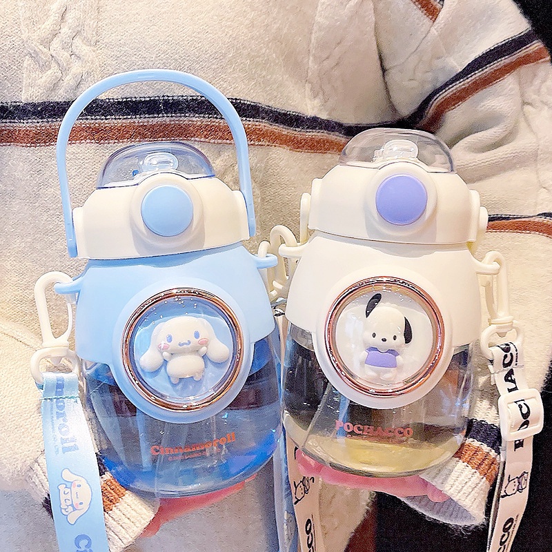 Cute Sanrio Strap Water Bottle With Straw 820ml Tritan Water Bottle