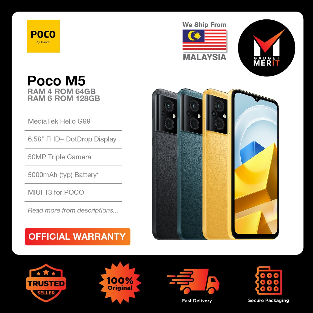 Poco M5 Smartphone Mediatek Helio G99 658 Ips Lcd Display 50mp Triple Rear Camera 5000 6754