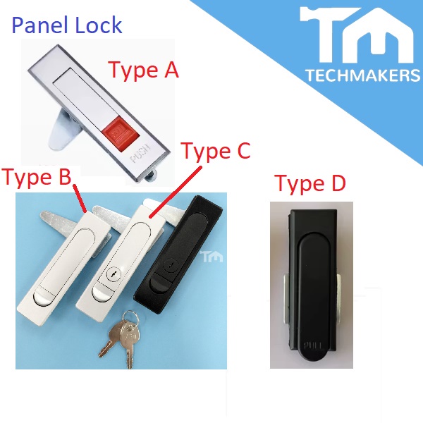 Panel Door Lock for Server Rack Cabinet DIY With/Without Key Door Handle Metal Alloy Snap-In Hidden Handle TechMakers