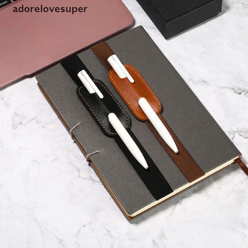 AD1MY Adjustable Elastic Band Pen Holder PU Leather Pen Sleeve Pouch