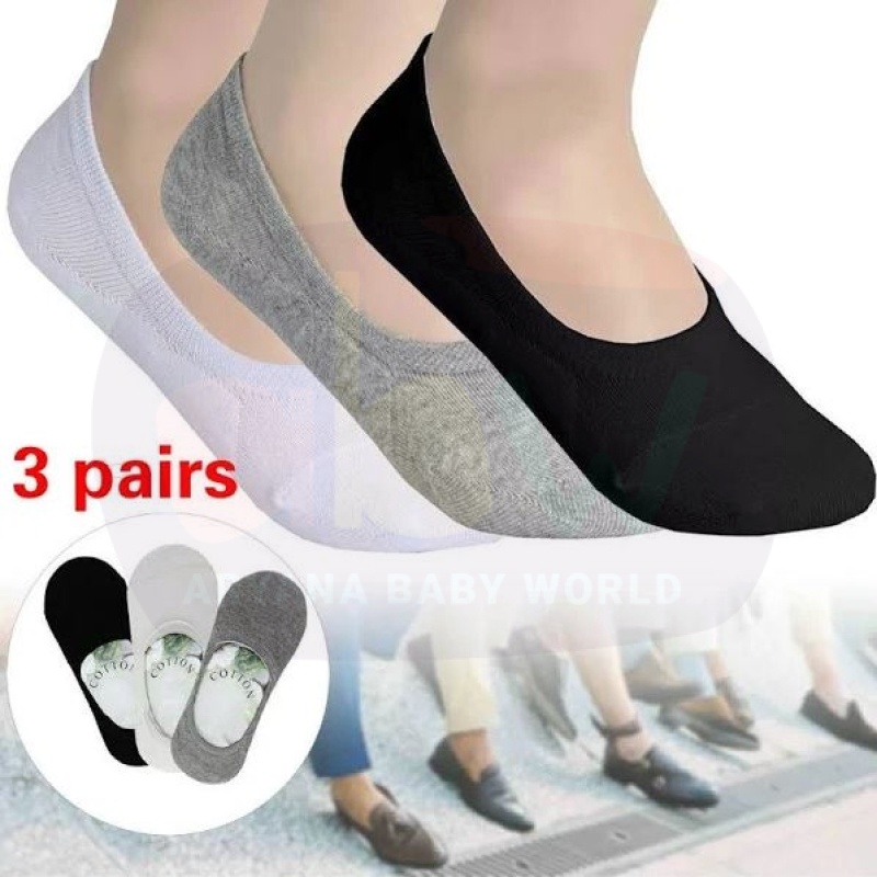 (3 Pairs) Women No Show Liner Socks with Wave Grippy Rubber Invisible ...