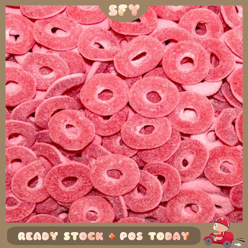 HALAL 100g Haribo Strawberry Rings Gummy Candy Gula Jelly Sweet Candy