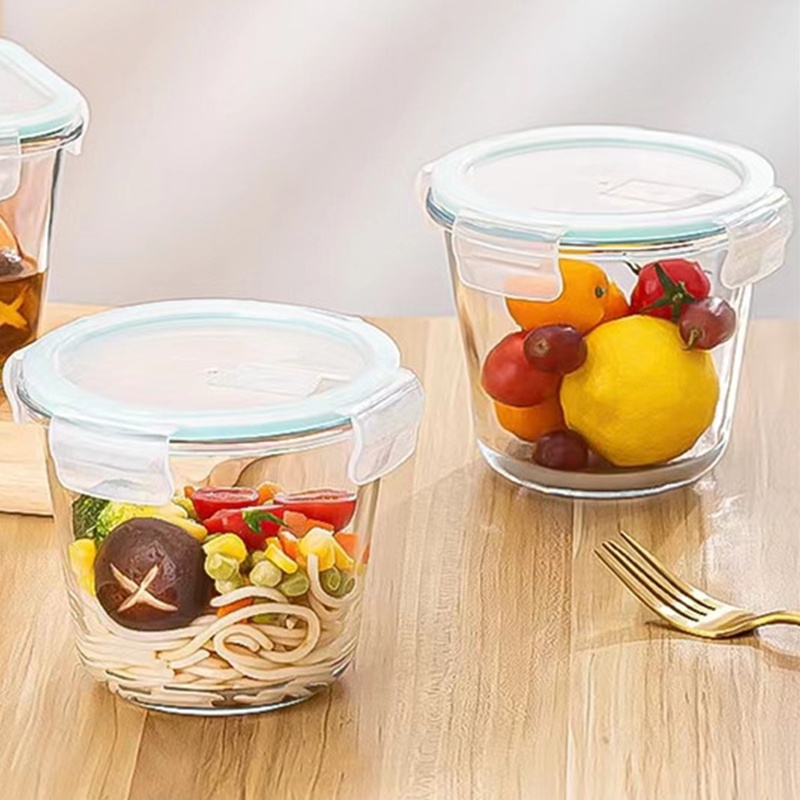 1040ML Multi-grid Glass Lunch Box Meal Prep Containers Glass Food