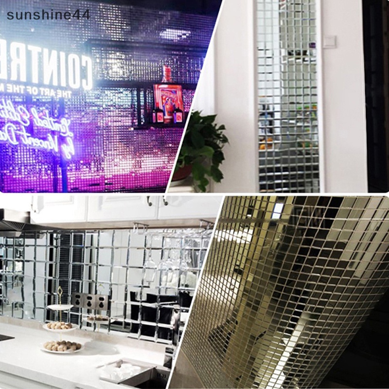 shine Glass Mirror Mosaic Tiles Stickers SelfAdhesive Mini Square