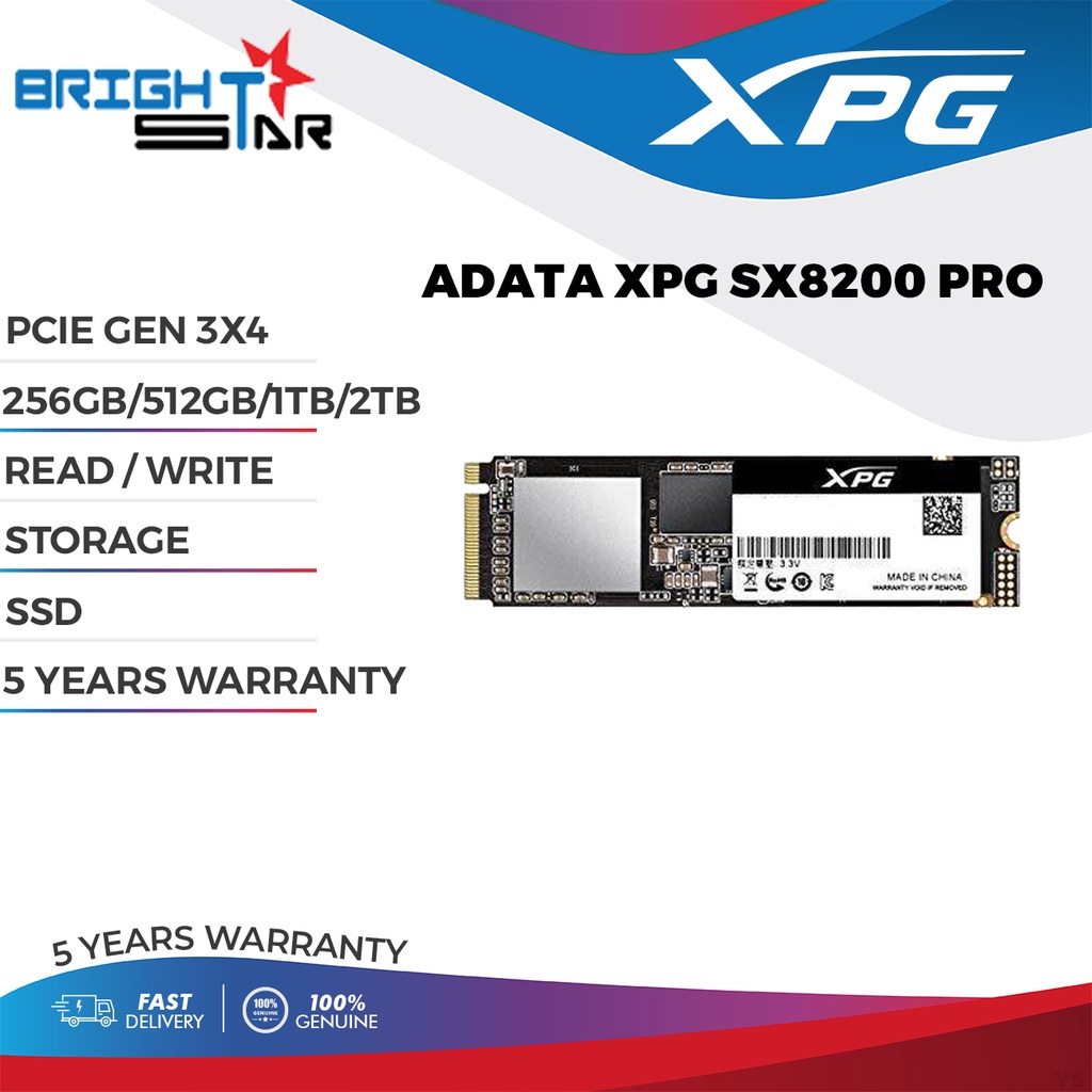 ADATA XPG SX8200 PRO PCIE GEN3x4 256GB / 512GB / 1TB / 2TB SSD ...