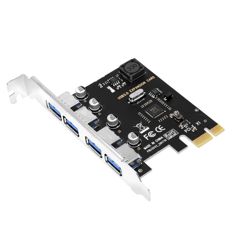 4 Port USB 3.0 PCI-E Expansion Card PCI Express PCIe USB 3.0 HUB ...