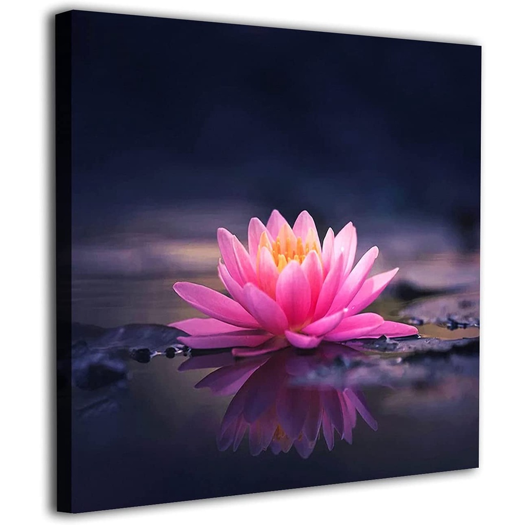 Lotus Flower Canvas Wall Art Abstract Painting For Bedroom Pink ...