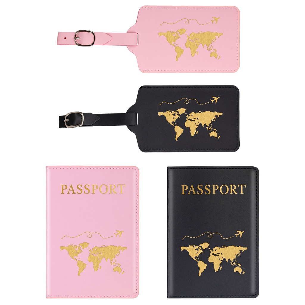 4pcs Suitcase PU Credit Card Waterproof Storing Organiser Boarding Map