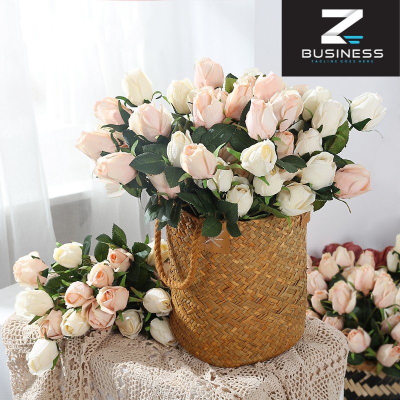 ZS 9 Heads DIY Wedding Bouquet 9 Heads Rose Flowers / Artificial Silk ...