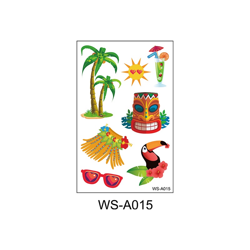Hawaiian Beach Party Tattoo Stickers Hawaii Luau Waterproof Temporary ...