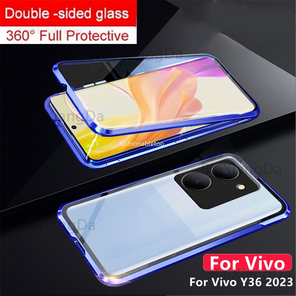 360 Metal Shockproof Cover For Vivo Y36 5G Magnetic Case For Vivo Y36 Coque  Cases Double Tempered Glass Shell For Vivo Y36 Funda - AliExpress