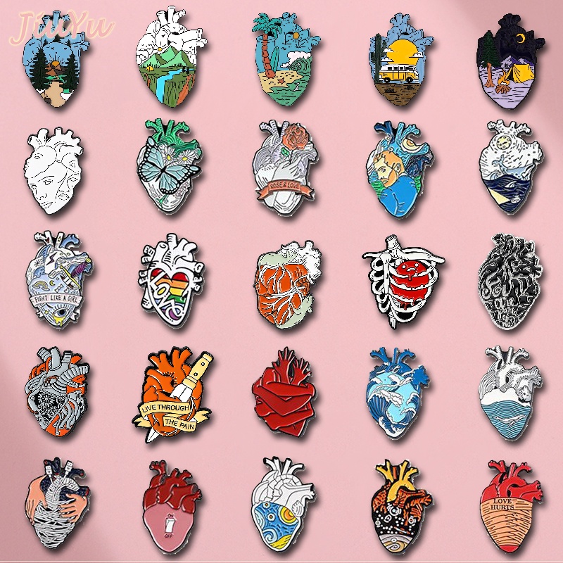 Human Organ Shaped Brooches Organs Floral Tooth Enamel Pins Uterus ...