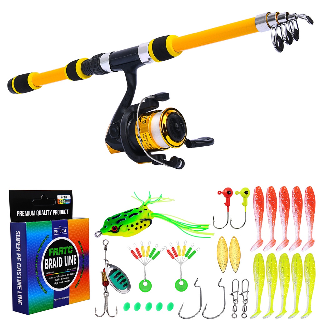 GHOTDA Telescopic Fishing Rod and Spinning Reel Combo Set for Freshwater  1.6-2.4M Lure Rod 1000-4000 Series Fishing Reel Pesca