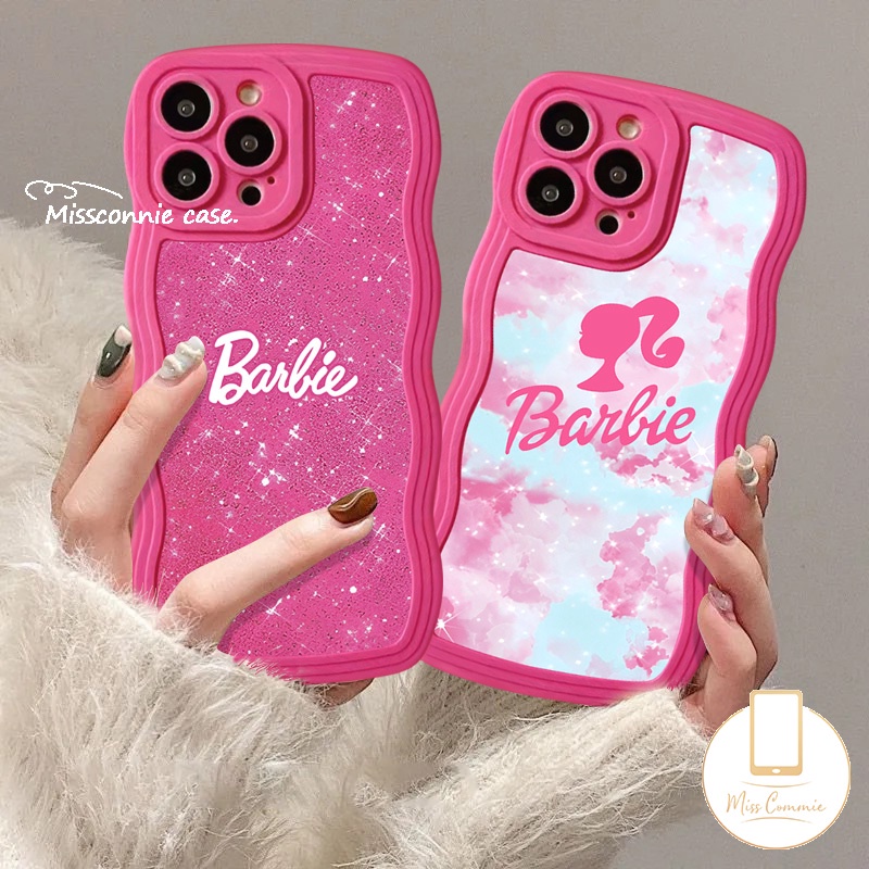 Fashion Pretty Barbie Phone Case Compatible for IPhone 11 XR X 11 13 14 12 Pro Max 7Plus XS Max 14 7 6s 8 6 Plus SE 2020 Bling Starry Sky Wavy Edge